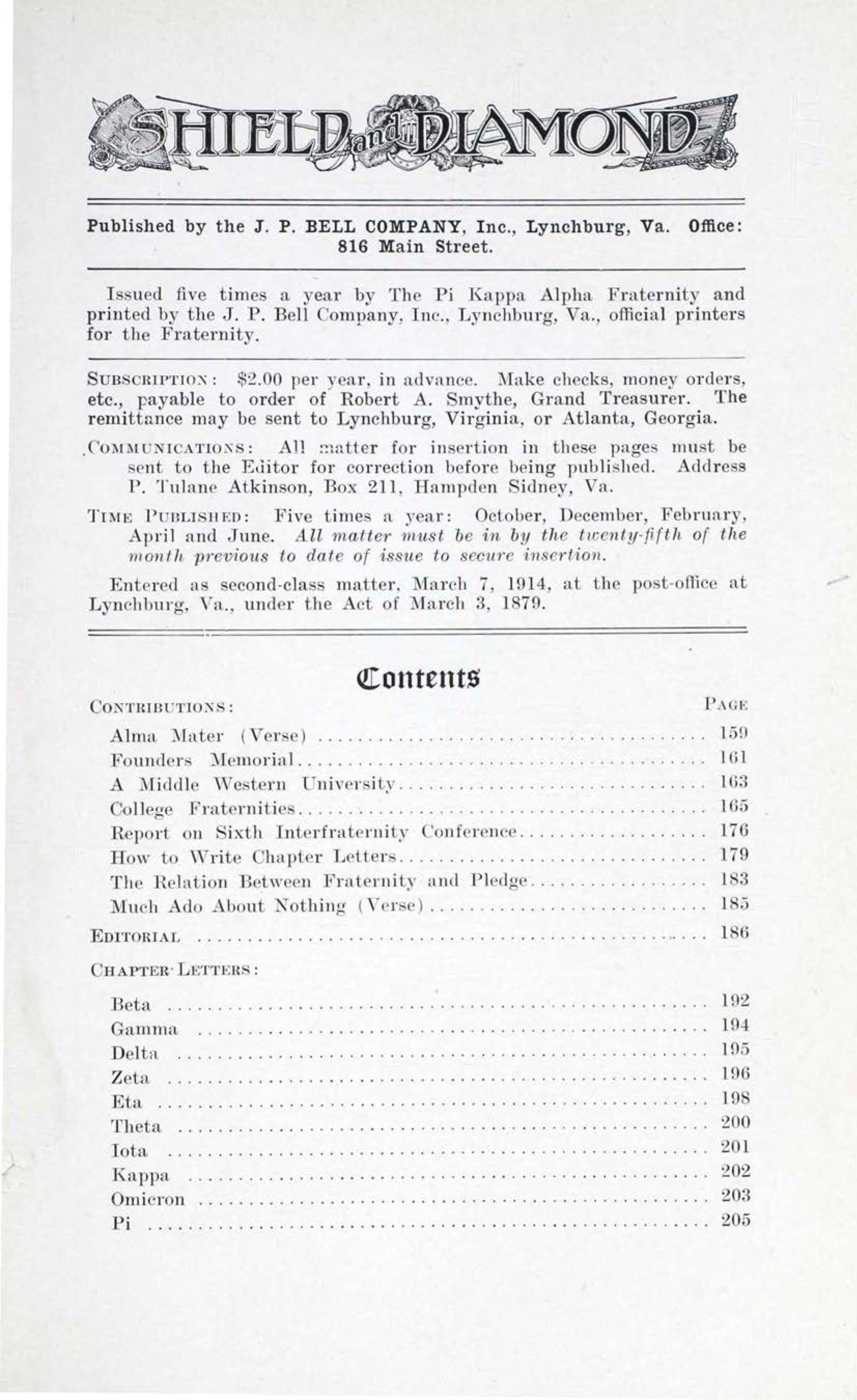 Shield and Diamond, Vol. 24, No. 2, December 1914